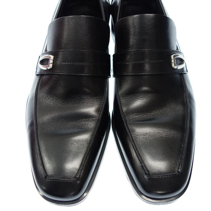 Very good condition ◆Salvatore Ferragamo leather loafer silver metal fittings men's 7 black Salvatore Ferragamo [AFD7] 