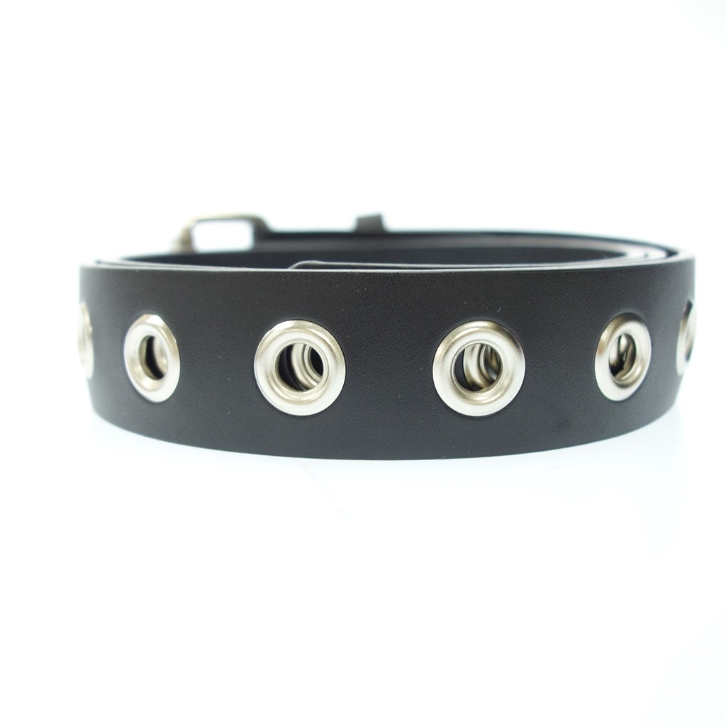 Very good condition◆Funk Plus Belt Leather Eyelet Belt Size L Black x Silver FUNK PLUS [AFI17] 