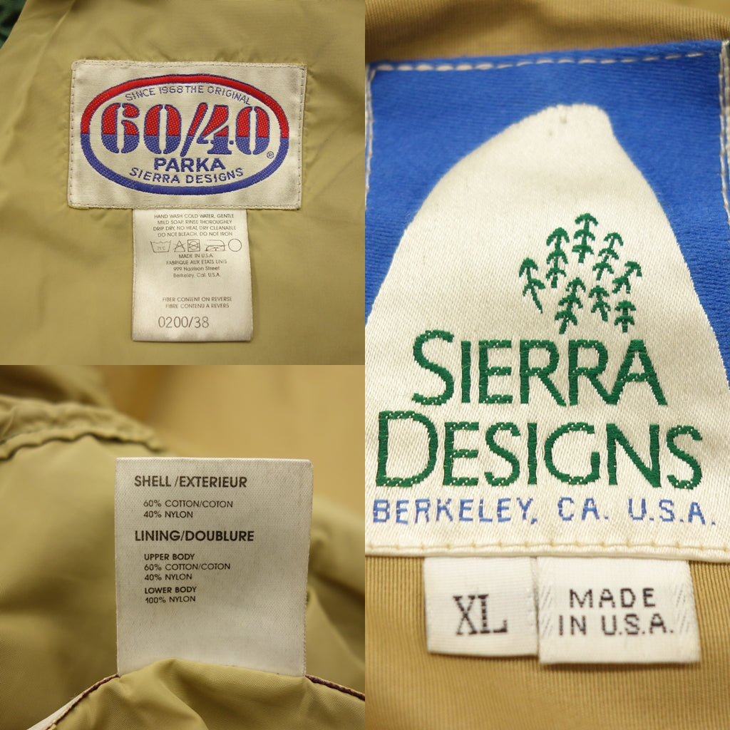 中古◆シェラデザインズ マウンテンパーカ 60/40 メンズ グリーン系 サイズXL USA製 SIERRA DESIGNS【AFB40】