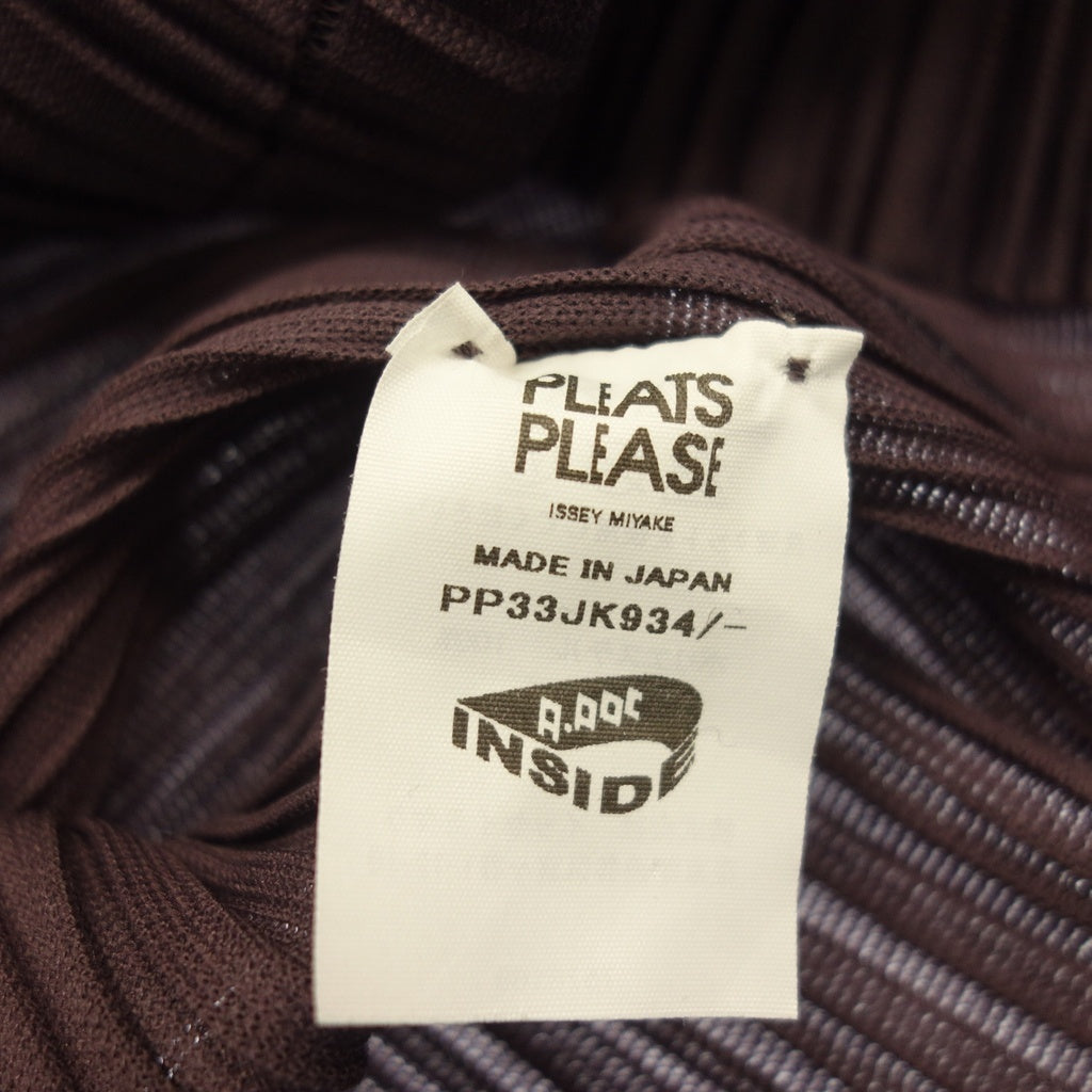 Good condition ◆ Pleats Please Issey Miyake Cut and Sew PP33JK934 High Neck Long Sleeve Women's Dark Purple Size F PLEATS PLEASE ISSEY MIYAKE SOFT PLEATS [AFB54] 