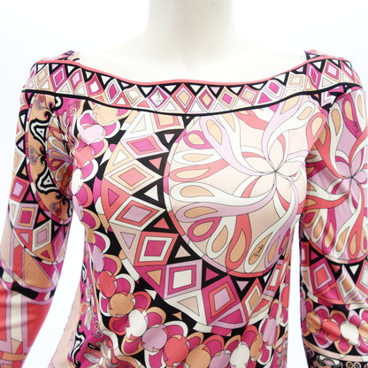 Good condition◆Emilio Pucci long sleeve cut and sew rayon ladies pink size 38 EMILIO PUCCI [AFB9] 