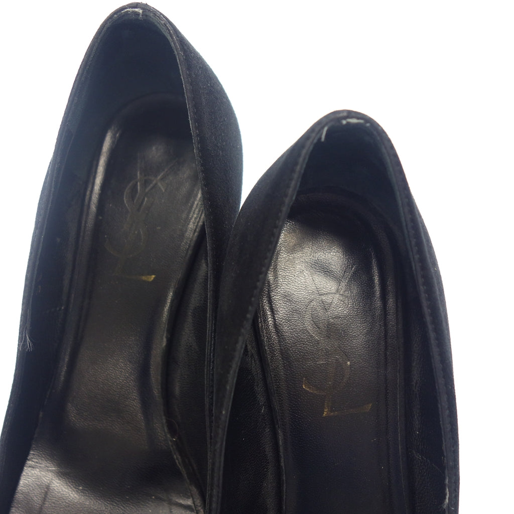 Used ◆ Yves Saint Laurent Patent Suede Leather Heel Pumps Women's 35 Black Yves Saint Laurent [AFC1] 