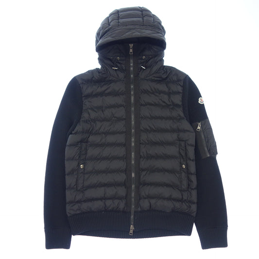 美品◆モンクレール ダウンジャケット ニット切替 CARDIGAN TRICOT G20919B50800 メンズ ブラック系 サイズL MONCLER【AFB27】