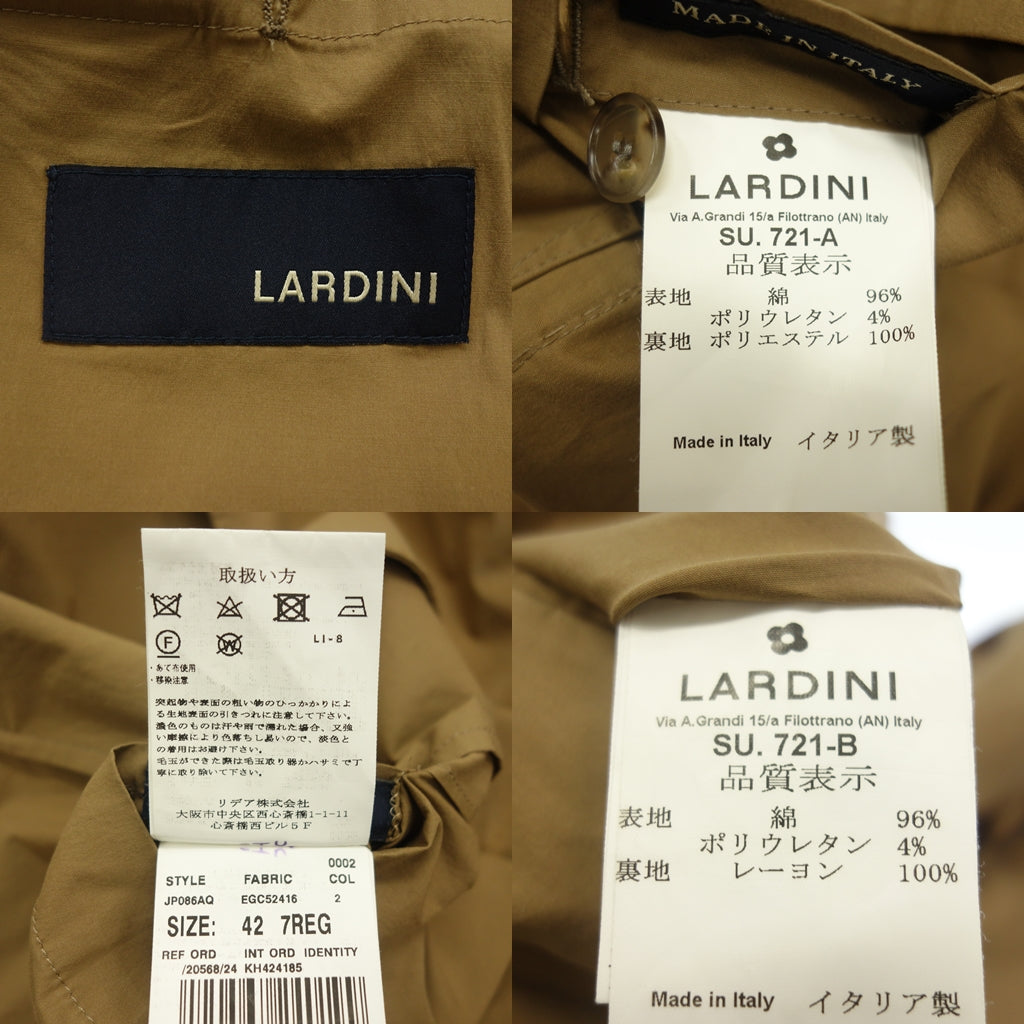 中古◆ラルディーニ スーツ セットアップ 3B 段返り コットン メンズ ブラウン系 サイズ42/7R LARDINI【AFB47】