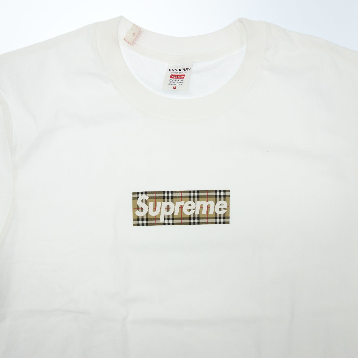 Supreme Burberry T-shirt Cotton Men's M White Supreme Burberry [AFB43] [Used] 