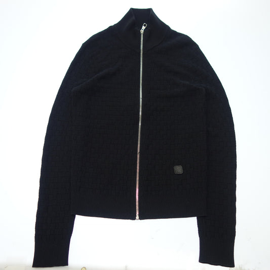 Used ◆Louis Vuitton Knit Jacket Zip Up Damier LV Leather Patch HBN46WF99 Size XS Men's Black LOUIS VUITTON [AFB30] 