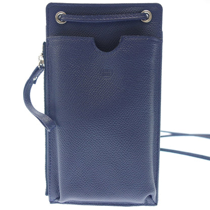 Like new ◆ Yorozu Kirihana 3D case Smartphone pouch shoulder leather cowhide navy 274yz012TTLW yorozu KIRIHANA [AFI18] 