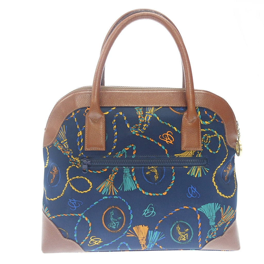 Used ◆Charles JOURDAN handbag tassel print navy x brown CHARLES JOURDAN [AFE8] 