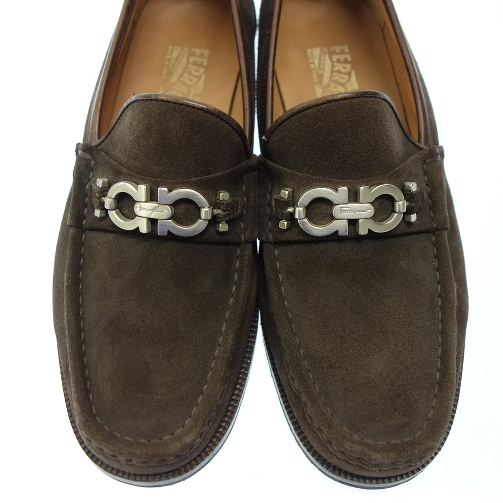 Good Condition◆Salvatore Ferragamo Leather Shoes Loafers 43962 Gancini Suede Men's Brown Size 7.5 Salvatore Ferragamo [AFC28] 