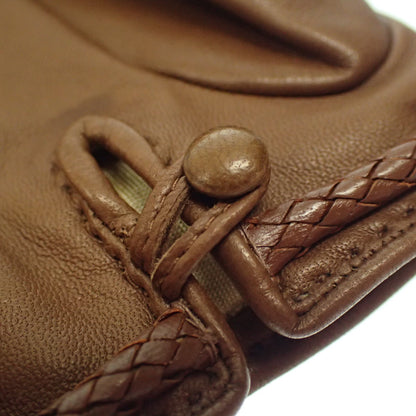 Good condition◆Hermes gloves leather gloves gold hardware brown with box HERMES [AFI18] 