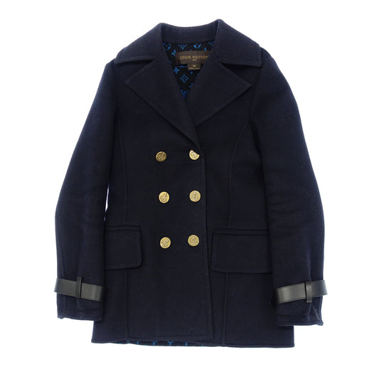 Used ◆Louis Vuitton P coat gold button monogram 17AW FDC005QWE ladies navy size 36 LOUIS VUITTON [AFB23] 