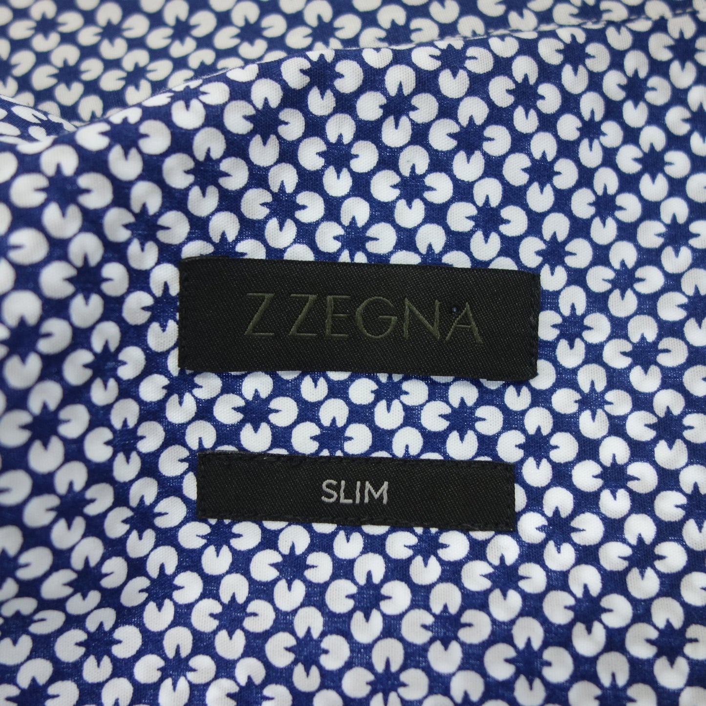 Zegna long sleeve shirt slim fit all over pattern Z men's S blue x white Z ZEGNA [AFB24] [Used] 