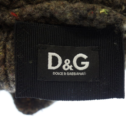 美品◆ディーアンドジー ニット ローゲージ ラムウール カシミア混 総柄 レディース ブラウン系 サイズL D＆G【AFB10】