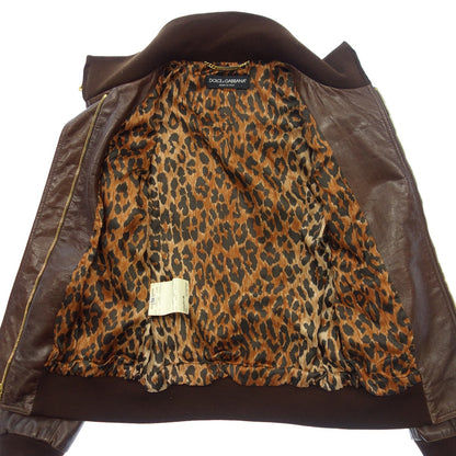 Good Condition◆Dolce &amp; Gabbana Sheepskin Leather Jacket Rib Knit Ladies 38 Brown DOLCE&amp;GABBANA [AFG1] 