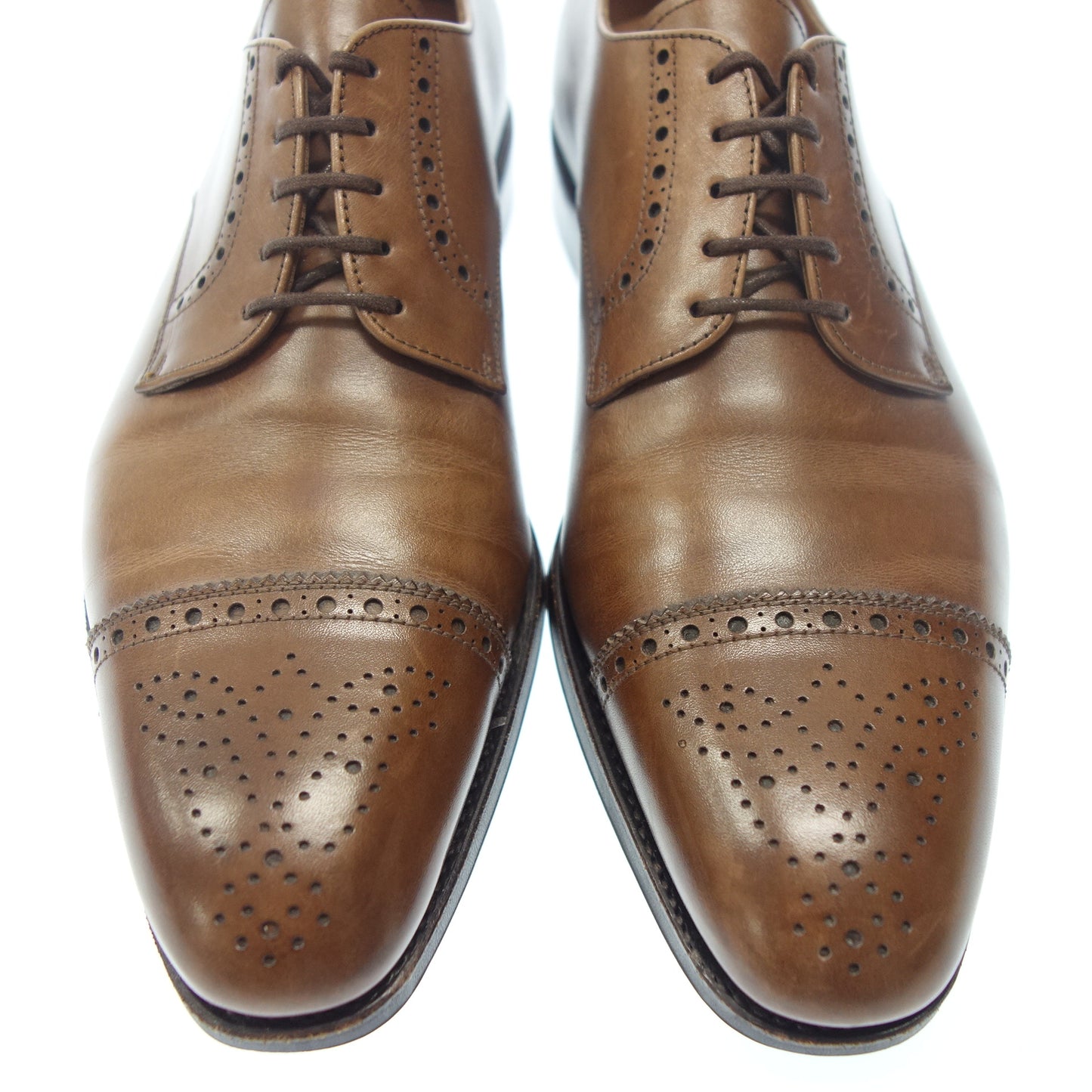 Good condition ◆ Carmina semi-brogue leather shoes 80331 Men's Brown Size 7.5 Sartore Camier with shoe tree CARMINA [AFC21] 