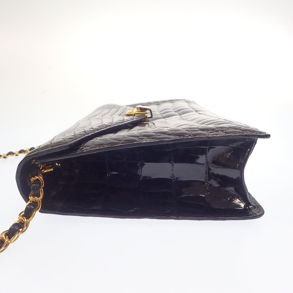 Good condition◆TOKYO MADE IN JAPAN shoulder bag chain shiny crocodile leather [AFE10] 