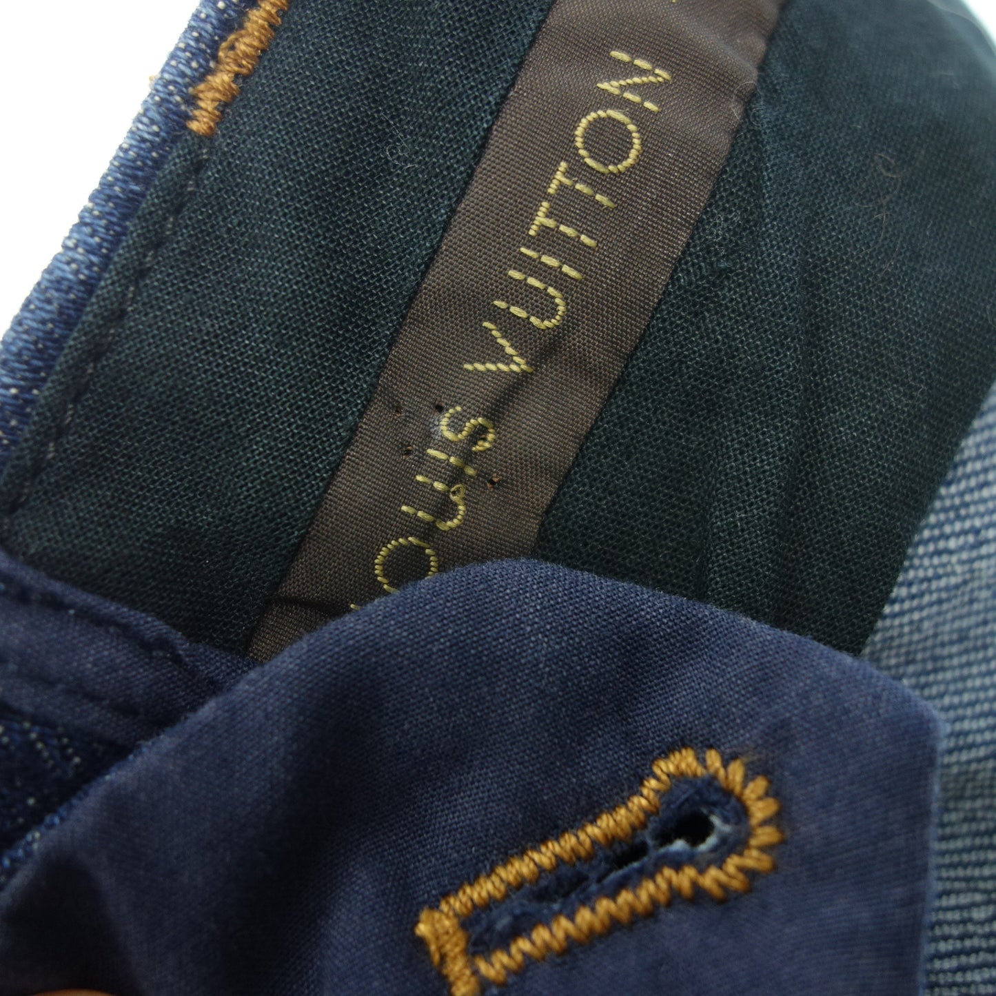 Good condition ◆ Louis Vuitton wide pants gold button RW131A 13SS size 38 ladies blue LOUIS VUITTON [AFB43] 