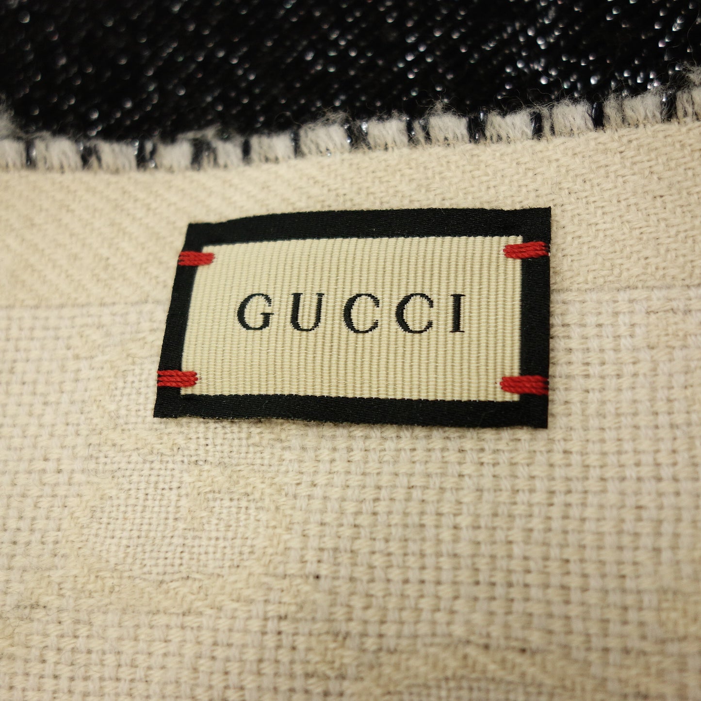 中古◆グッチ GG ジャガード マフラー 7277243GABR メンズ 黒/ベージュ GUCCI【AFI20】