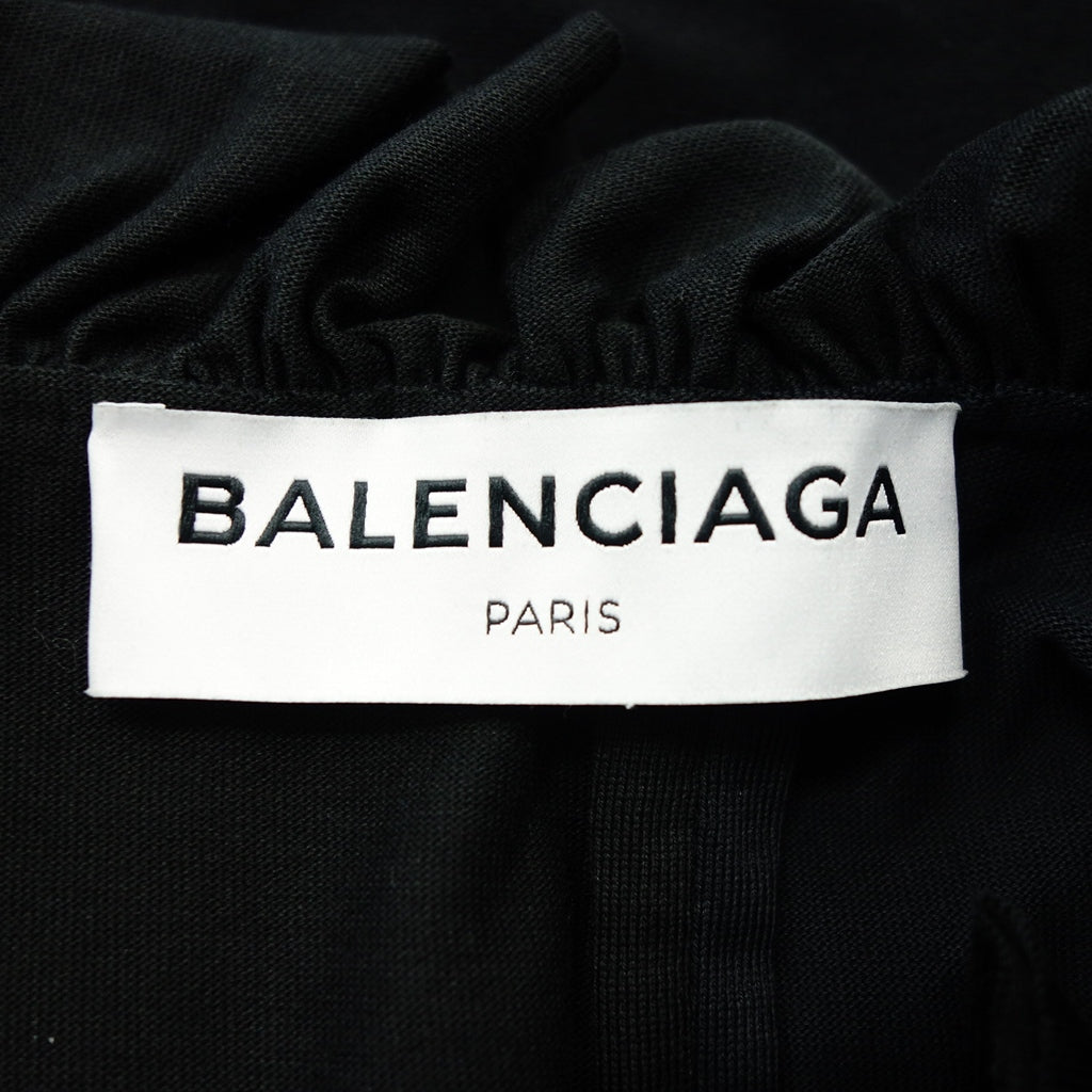 美品◆バレンシアガ ワンピース アシンメトリー 切替 プリント レディース 34 黒×ネイビー BALENCIAGA【AFB3】