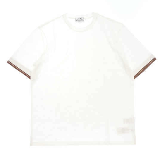 跟新品一样◆爱马仕 T 恤系列缝线棉男式白色 L 码 HERMES [AFB48] 
