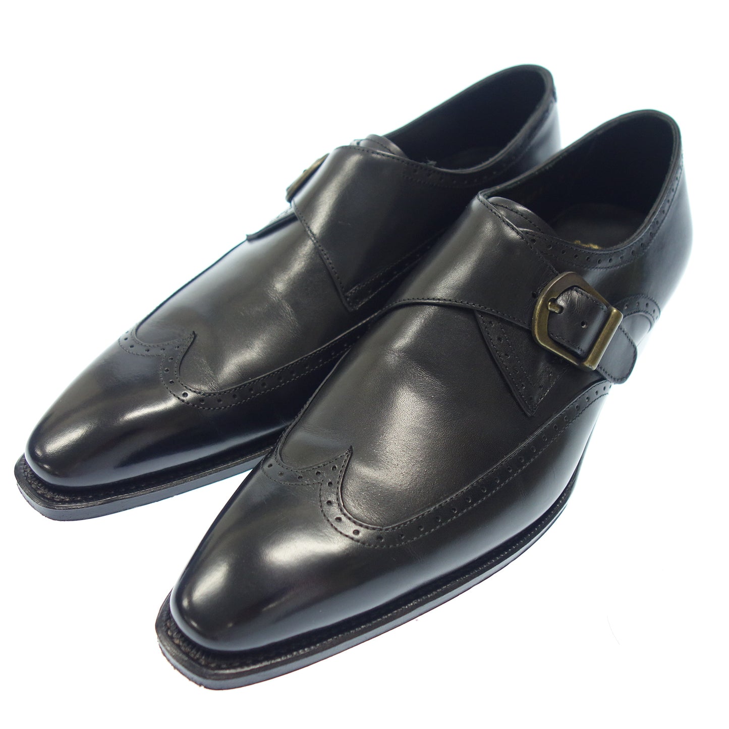 Very good condition◆PEREFETTO Leather Shoes Single Monk 1103 Men's Black 7 PEREFETTO [AFD1] 