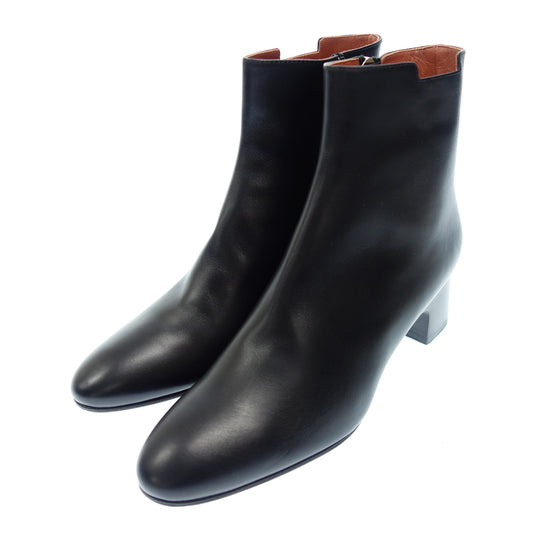 Hermes short boots leather pull side zip ladies 37 black HERMES [AFC1] [Used] 