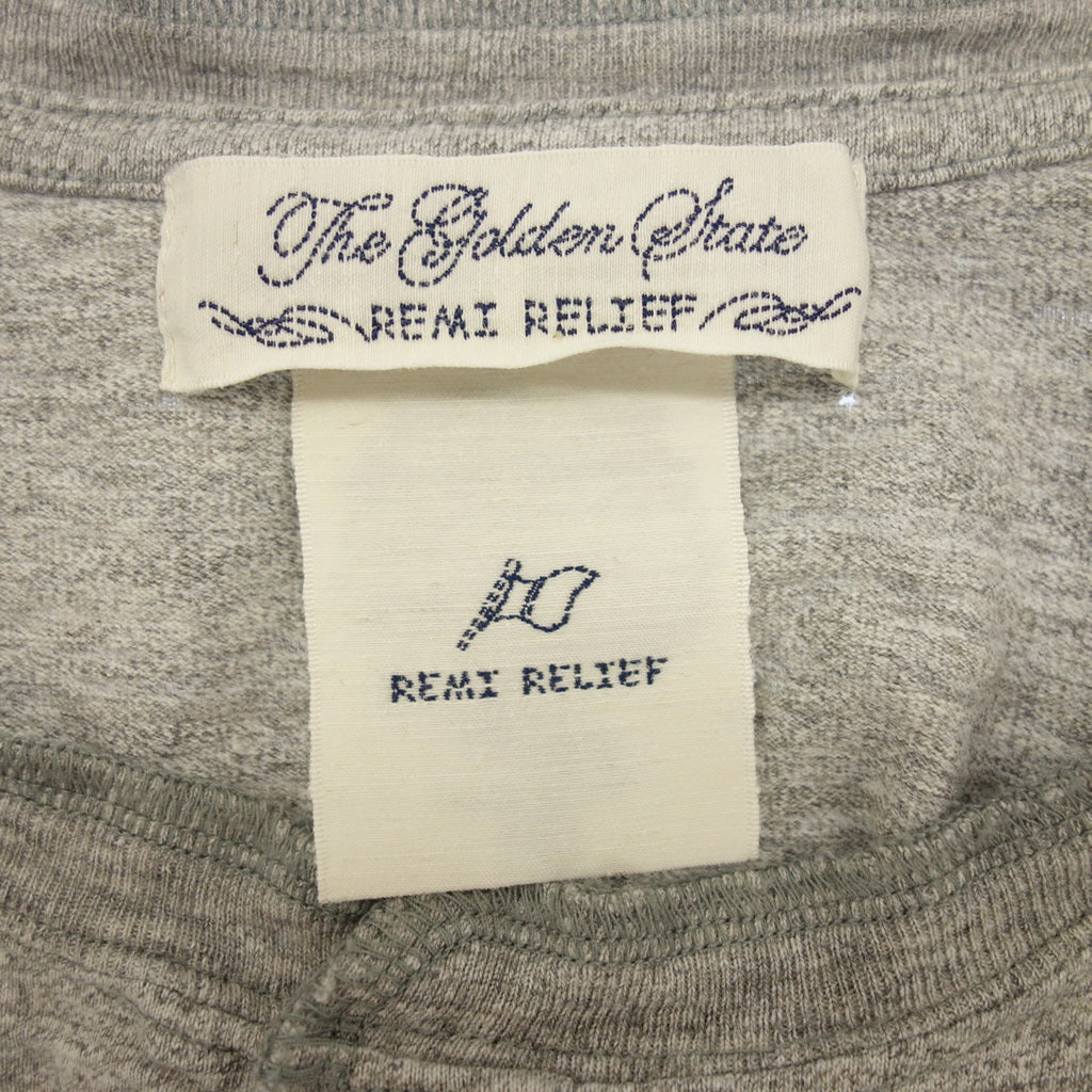 Very good condition ◆Remi Relief Long Sleeve T-shirt Henley Neck Cotton Men's Gray Size M REMI RELIEF [AFB3] 