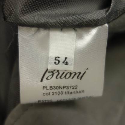 Good Condition ◆ Brioni Leather Blouson Zip Up Check Suede Size 54 Men's Gray Brioni [AFB43] 