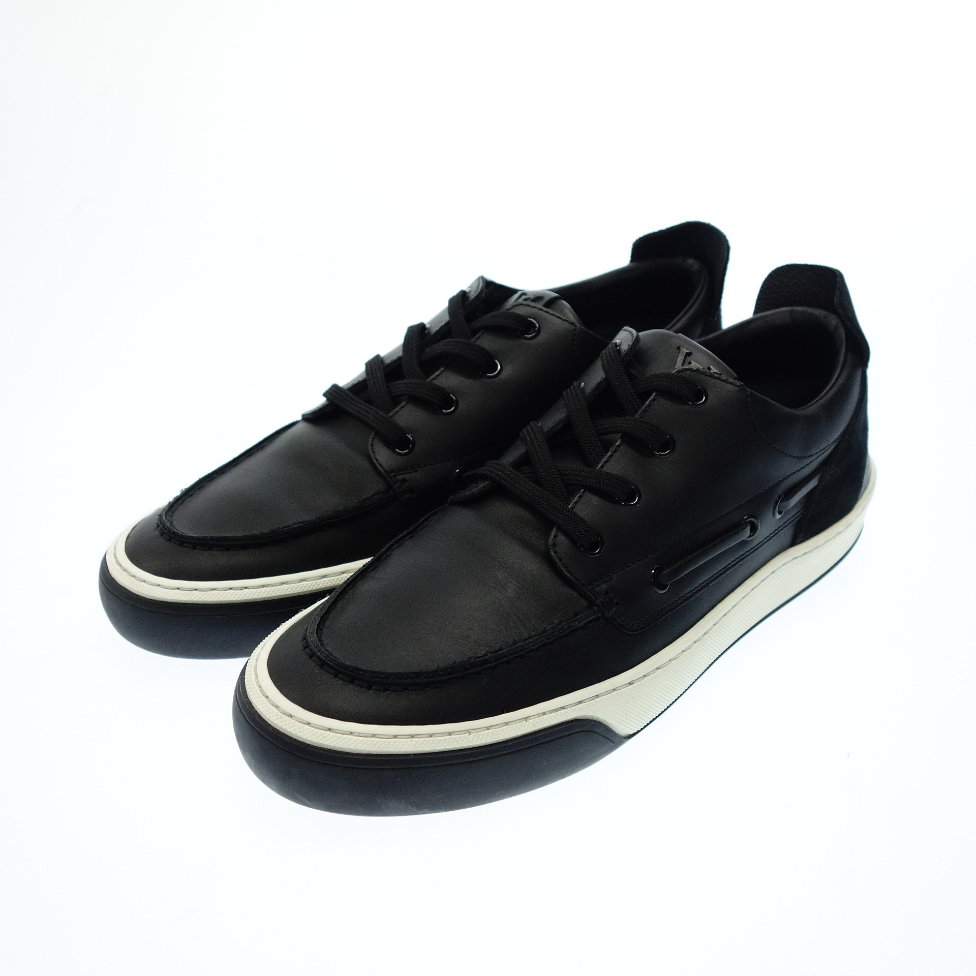 美品◇ルイヴィトン レザースニーカー GO0163 メンズ 8 黒 LOUIS 