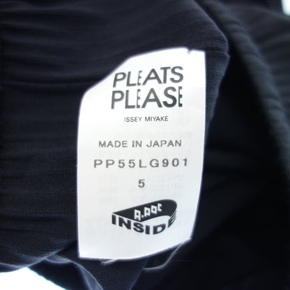美品◆プリーツプリーズ ロングスカート スリット レディース ブラック 5 PLEATS PLEASE【AFB19】