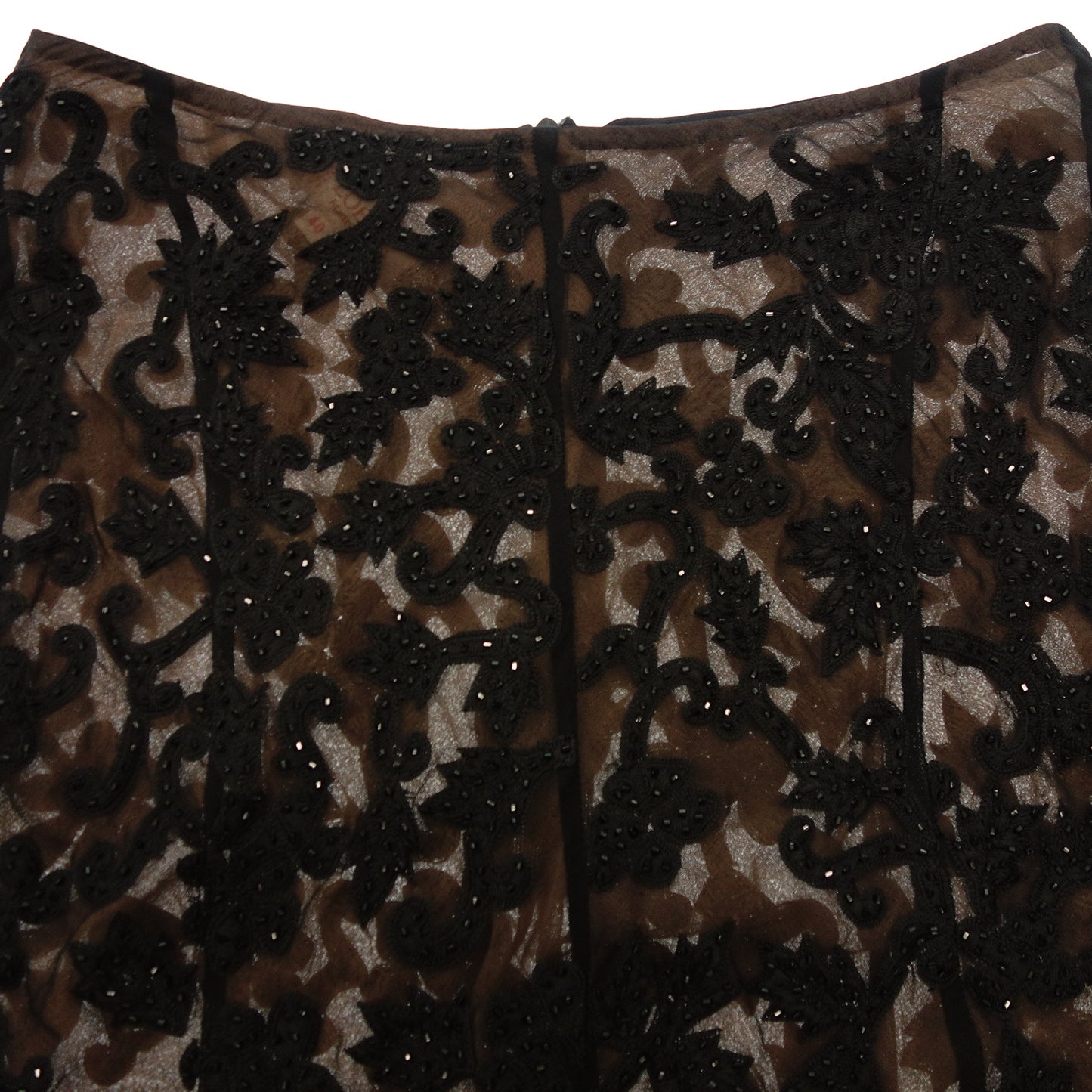 Good condition ◆LOEWE long skirt lace bead decoration see-through 40 ladies black LOEWE [AFB35] 