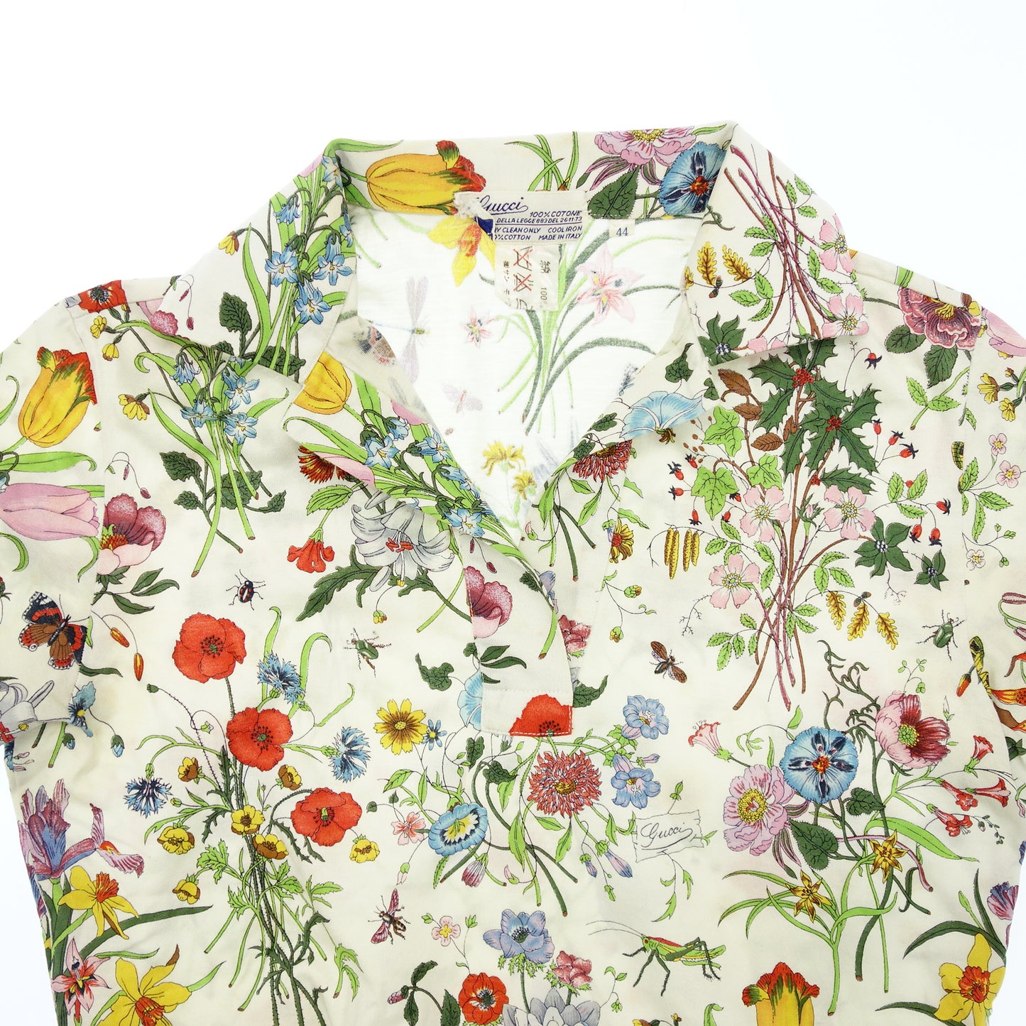 Gucci Open Collar Shirt Flora Multi Color Women's 44 Multi GUCCI [AFB23] [Used] 