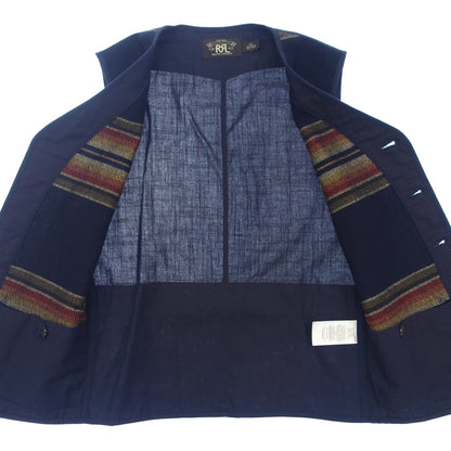 Very good condition◆Double RRL Ralph Lauren Concho Vest Wool Blend Navy Men's Size XS RRL RALPH LAUREN [AFB4] 