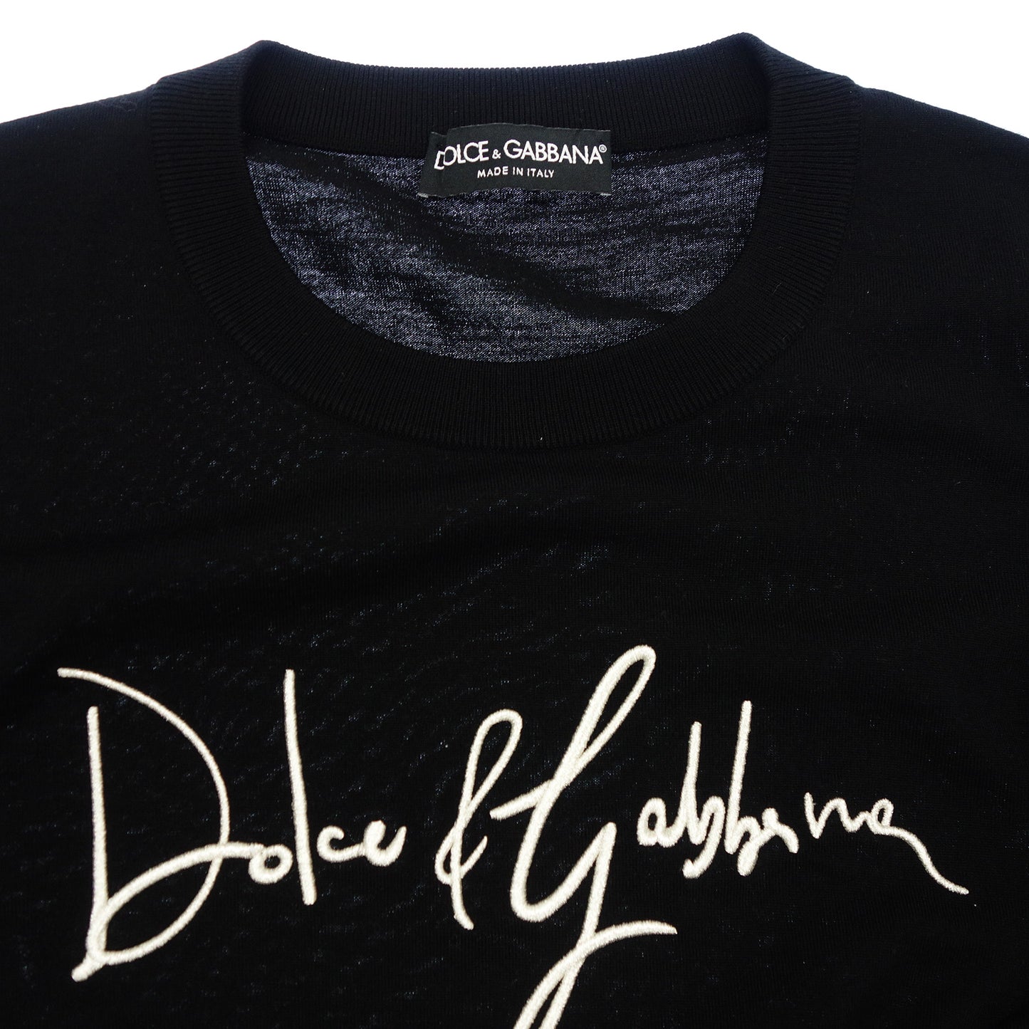 ドルチェ&ガッバーナ ニットセーター ロゴ刺繍 メンズ ブラック 52 DOLCE&GABBANA【AFB19】【中古】