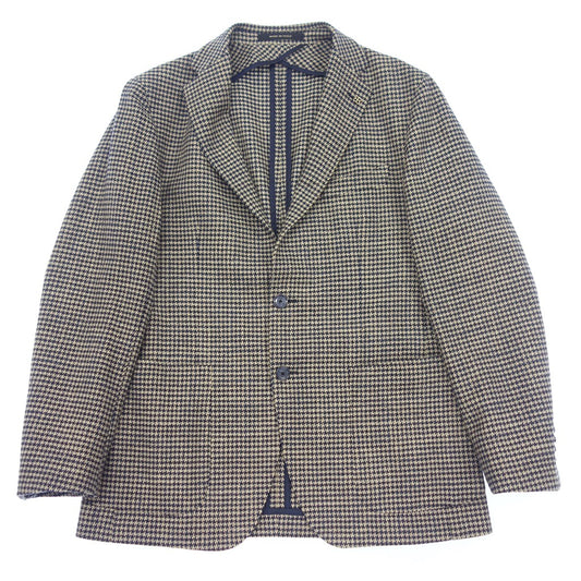 Good condition ◆ TAGLIATORE Houndstooth Jacket Monte Carlo Wool x Silk Men's Size 48 Gray &amp; Blue TAGLIATORE [AFB5] 