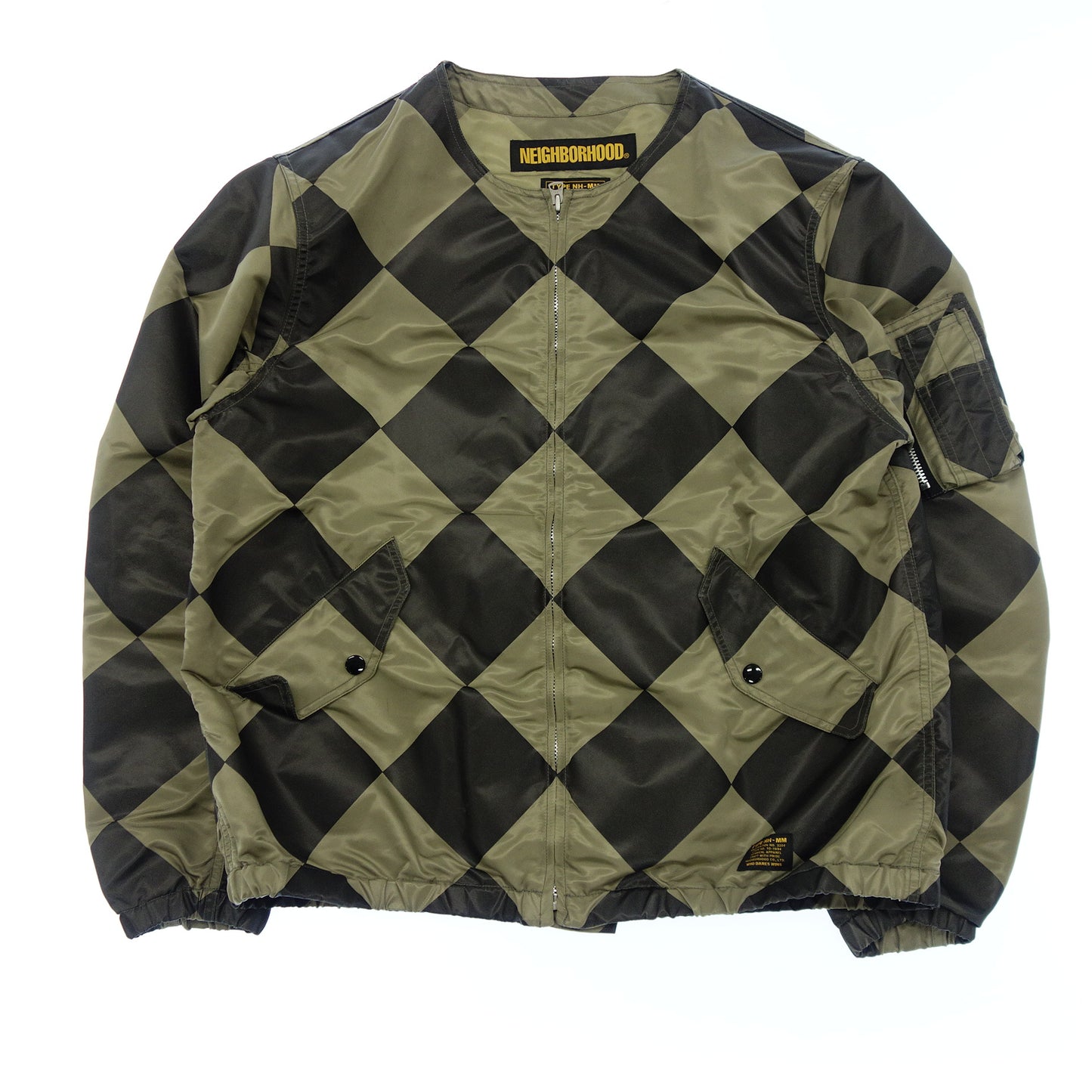 Good Condition ◆ Neighborhood G-1 TYPE NH-MM Colorless Blouson Nylon Diamond Checker Men's L Khaki NEIGHBORHOOD [AFB37] 