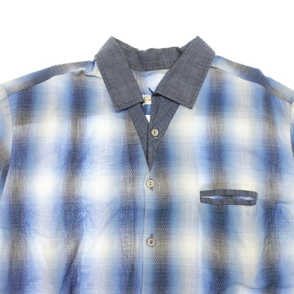 Good condition◆60s Vntage Box Silhouette Ombre Shirt Men's XL Blue [AFB30] 