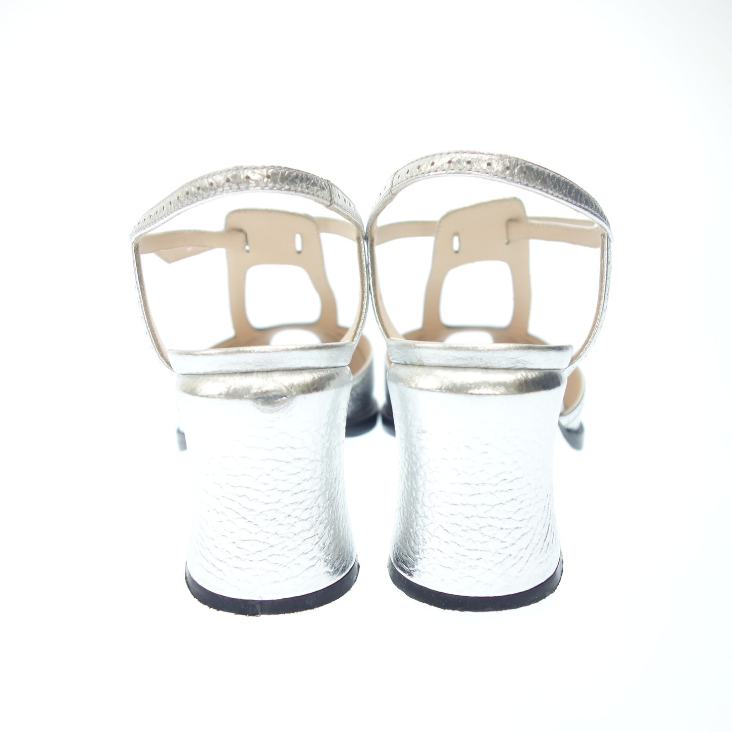 Good condition ◆Fendi heel sandals embossed belt design ladies silver size 39 FENDI [AFC51] 