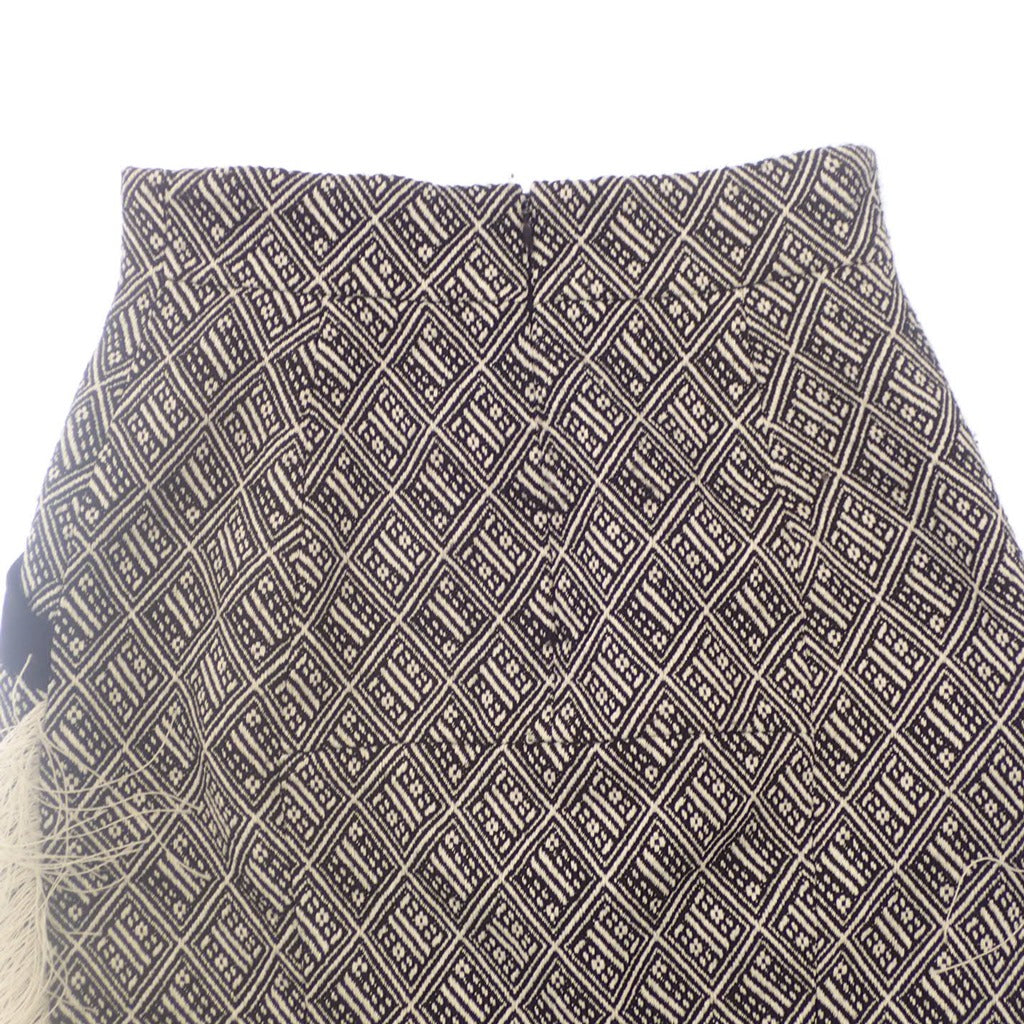 Good condition ◆ Mame Kurogouchi Knit Skirt Fringe Allover Pattern Women's Black x White 1 Mame Kurogouchi [AFB49] 