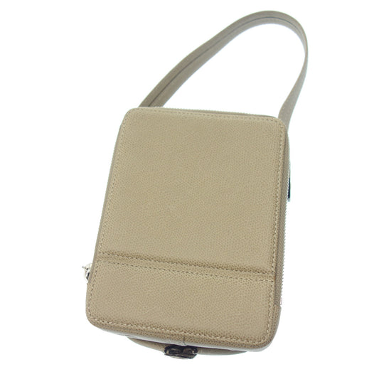 Good condition ◆ Valextra Handbag Trick Track Soft Calf Leather Beige Valextra [AFE6] 