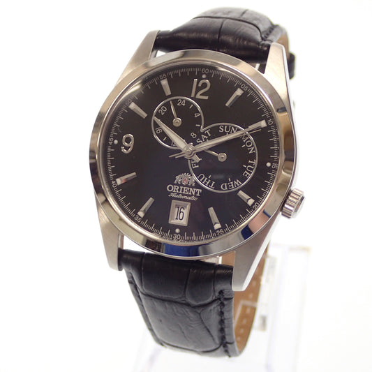 Good Condition ◆ Orient Watch ET07-C2 Automatic Winding Black Dial Leather Belt Box Included ORIENT [AFI18] 