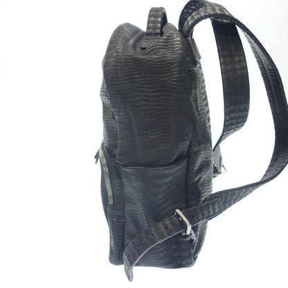 Very good condition ◆ Giorgio Armani backpack leather embossed black GIORGIO ARMANI [AFE6] 