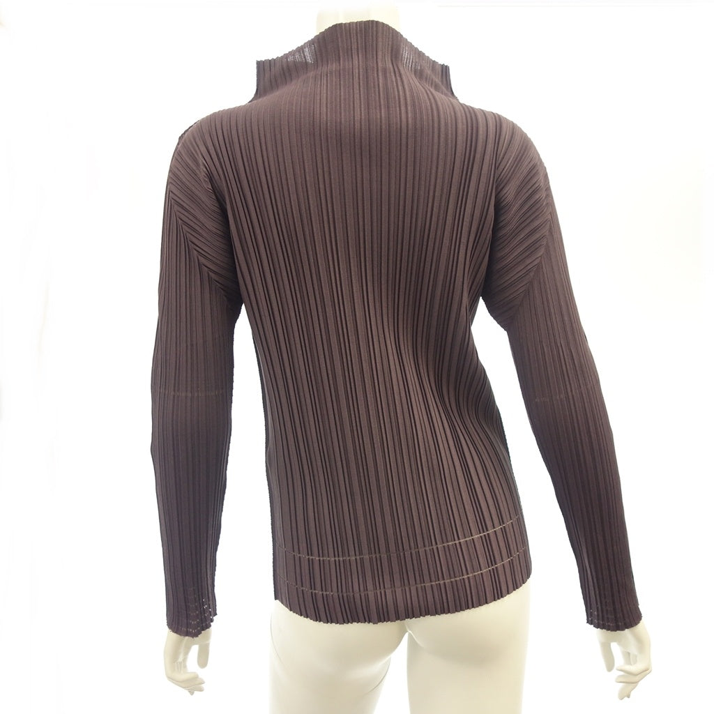 Good condition ◆ Pleats Please Issey Miyake Cut and Sew PP33JK934 High Neck Long Sleeve Women's Dark Purple Size F PLEATS PLEASE ISSEY MIYAKE SOFT PLEATS [AFB54] 