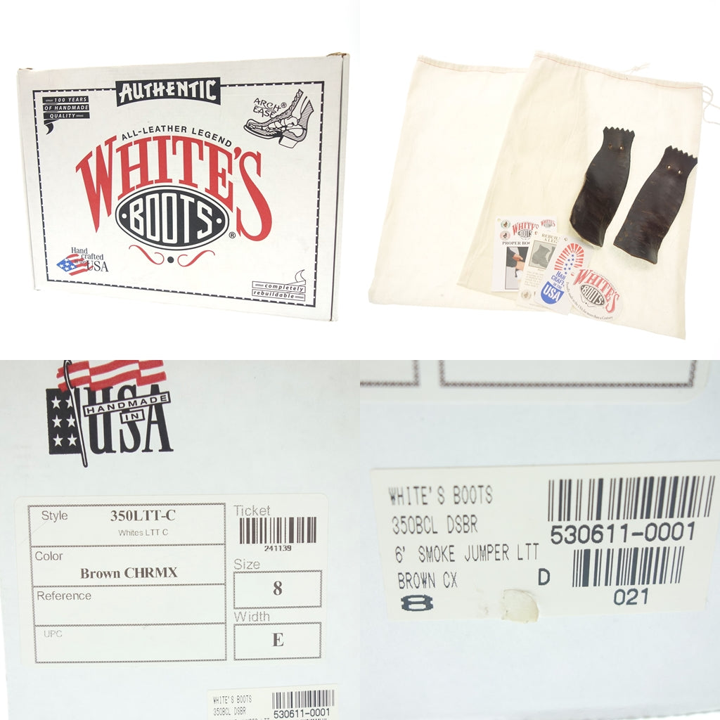 ホワイツブーツ レザーブーツ スモークジャンパー 6インチ 350LTT-C メンズ US8 茶 箱付き WHITE’S BOOTS【AFD6】【中古】