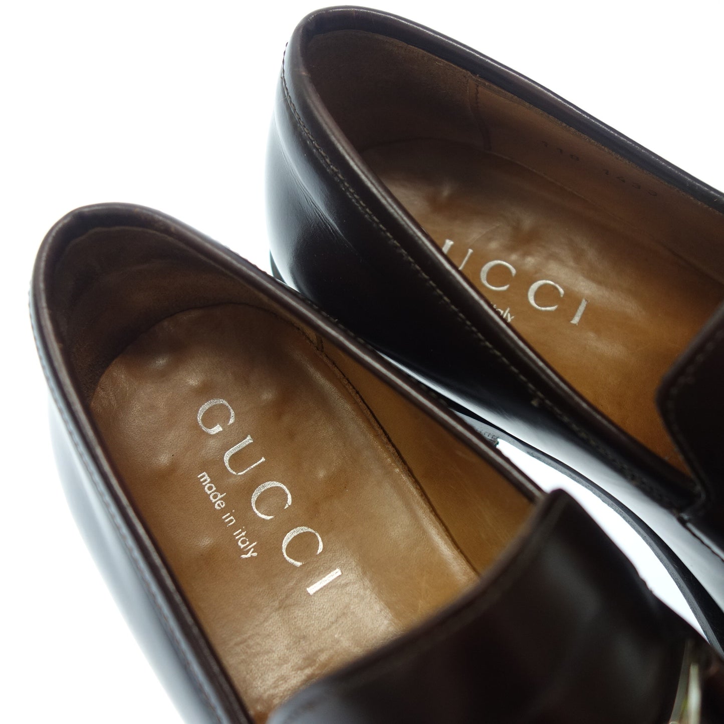 Good condition ◆ Gucci leather loafer slip-on horsebit square toe silver hardware men's size 41.5 brown with box GUCCI [AFC40] 