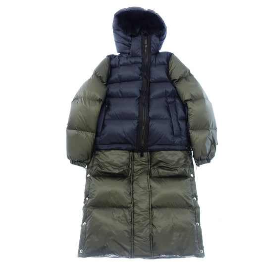 Sacai Docking Nylon Down Jacket 19-04626 Women's Green/Navy 3 sacai [AFA19] [Used] 