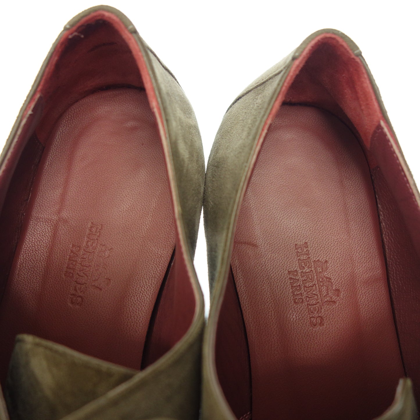 Good condition◆Hermes leather shoes straight tip suede ladies beige size 38 HERMES [AFC26] 