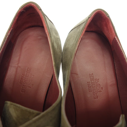 Good condition◆Hermes leather shoes straight tip suede ladies beige size 38 HERMES [AFC26] 