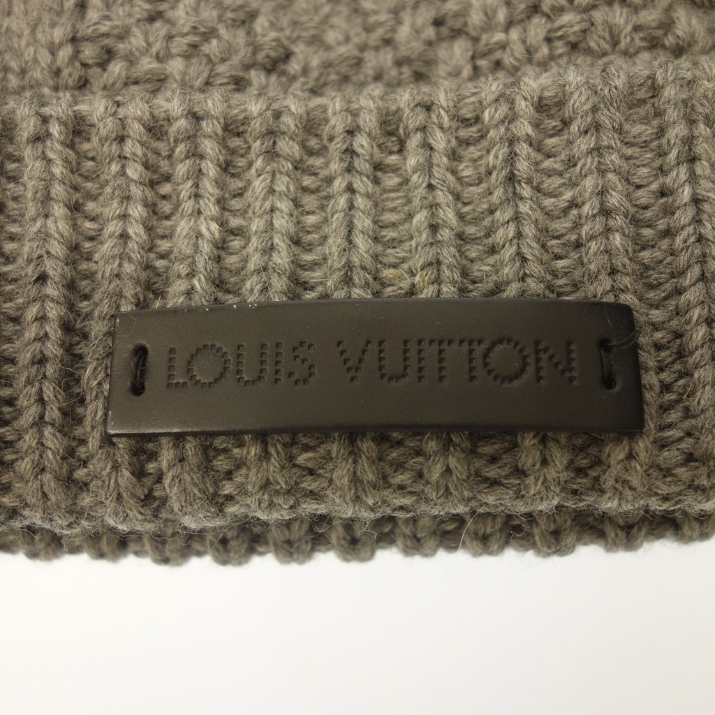 Used Louis Vuitton knit hat 100% wool Gray LOUIS VUITTON [AFI20] 