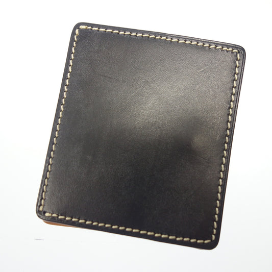 Very good condition◆Manso wallet coin purse box type leather black [AFI11] 